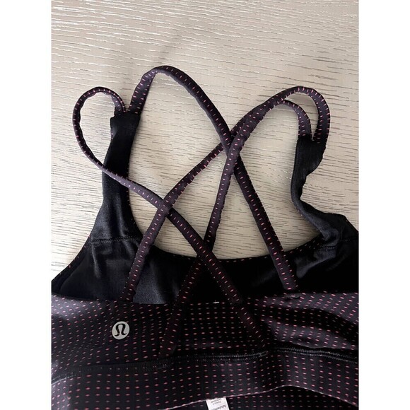 Lululemon Energy Sports Bra - Black w/ Maroon/Pink Dots - Size 2 Brand New - Picture 6 of 9